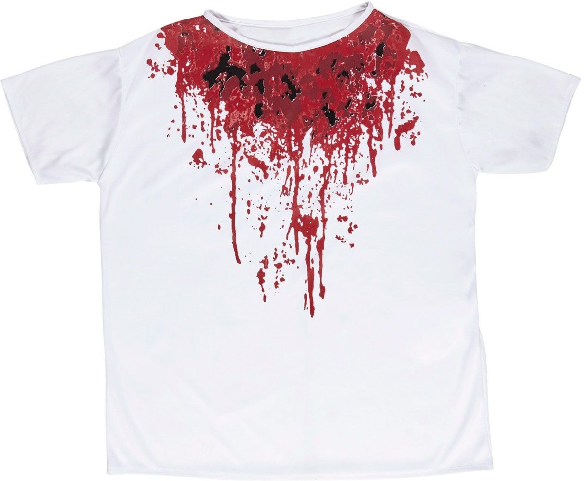 Zombie Kostuum | Hals Doorgesneden Bloederig T-Shirt Jongen | XL | Halloween | Verkleedkleding